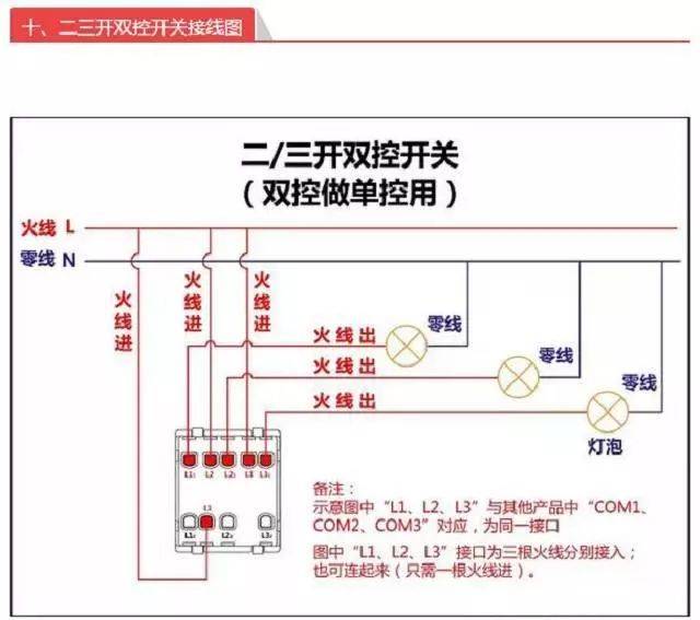 十一,一开多控开关接线图