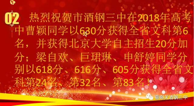 嘉峪关市酒钢三中2018年高考喜报