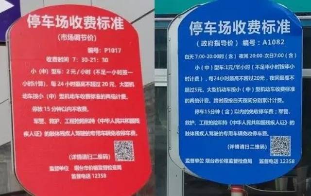 7月起烟台市区停车场设"蓝红"收费公示牌