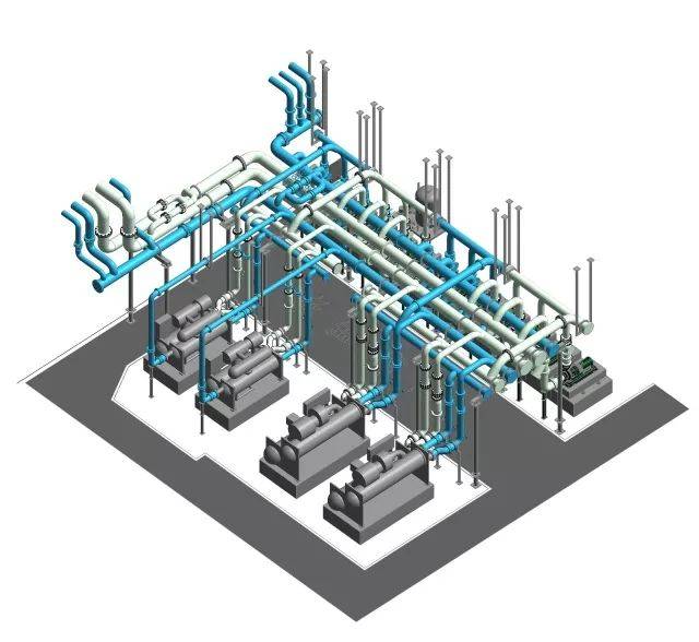 装配式中央制冷机房bim模型三维图