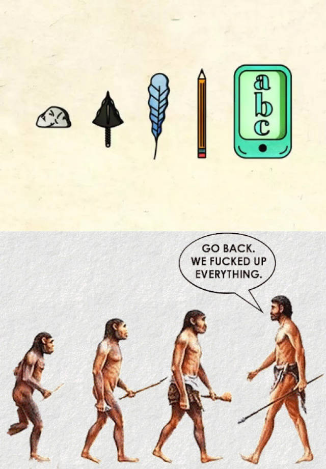 搞笑gif图:一组最具讽刺意义的人类进化图