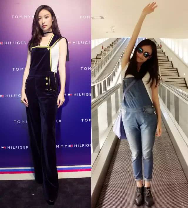 倪妮有不少短裤look,在戛纳的海边,她穿猫咪图案的条纹衫配彩虹短裤