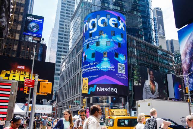 ngoex交易所受邀登陆"世界的十字路口"美国纳斯达克大
