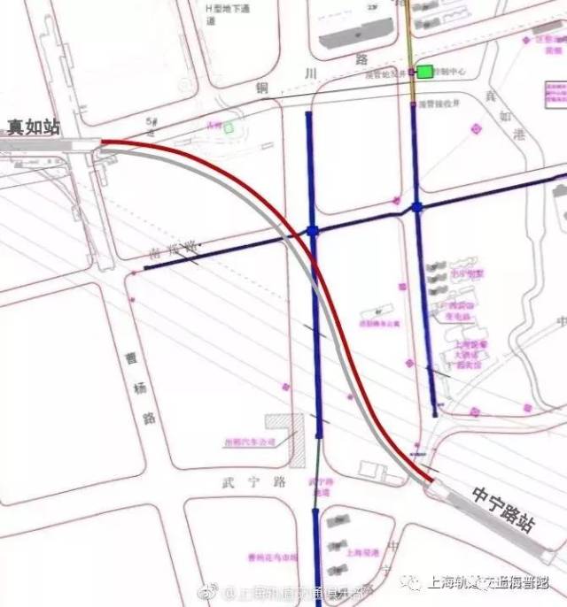 该区间下穿真如红旗村e3地块 e3地块项目 西至曹杨路,北至铜川路