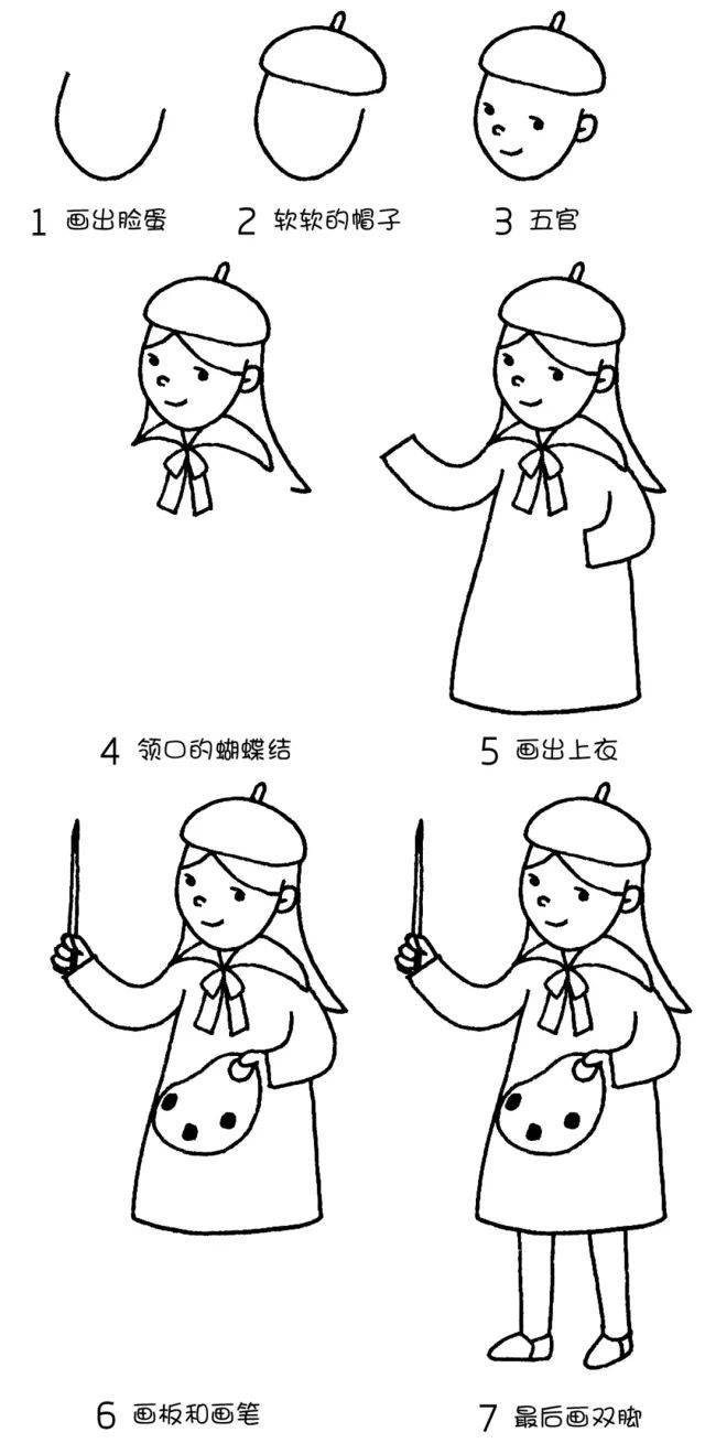 【简笔画教程】10种可爱的人物形象