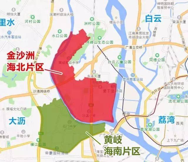 81公顷,地理位置十分优越,北接里水,金沙洲,东临广州滘口,往南走是