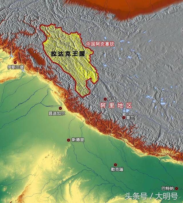 拉达克地区地处喜马拉雅山脉和喀喇昆仑山脉之间,拉楚河与希欧克河