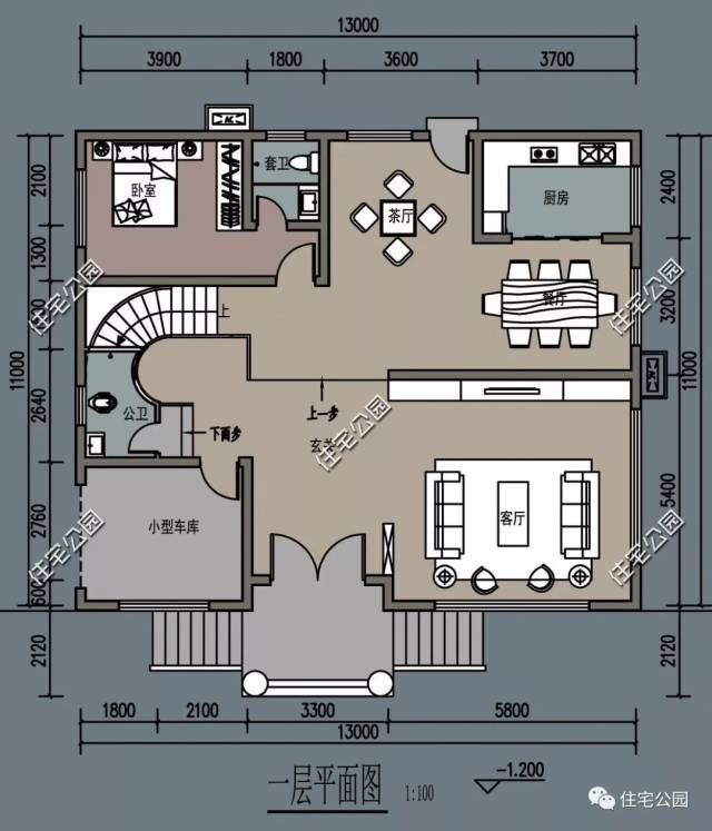 13米×13米房屋设计图,13x13米房屋设计图 二三层均多阳台设计,充分保证室内通风采光;阳台下打造一个小客厅,给