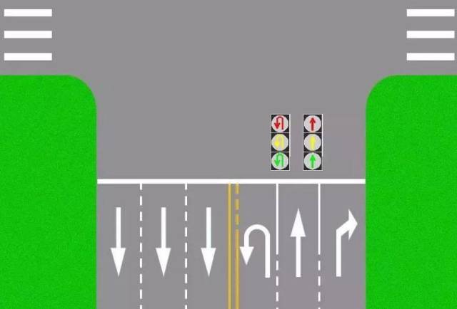 掉头信号灯是绿灯时,可以在规定的车道里掉头.