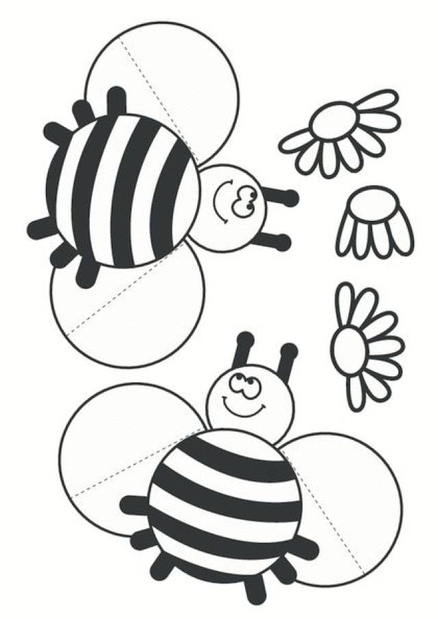 今天发布第一篇: 小蜜蜂立体卡 材料和工具:模版,彩纸,蜡笔,固体胶