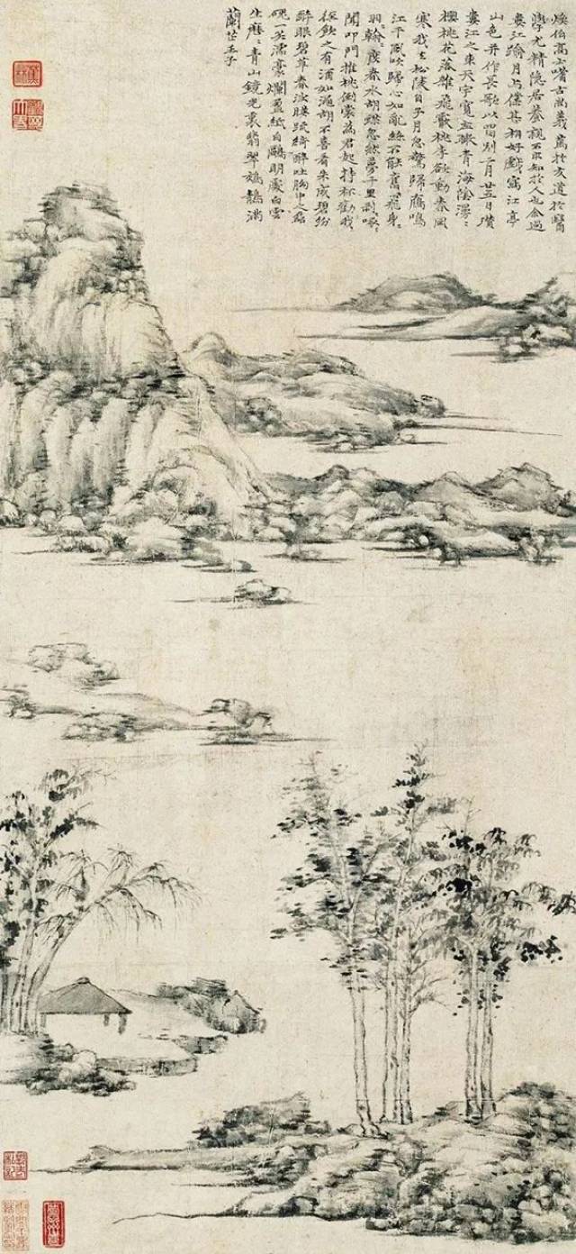 倪瓒代表着中国人文山水画创作的一个顶峰,他作品中的清高气节与无与