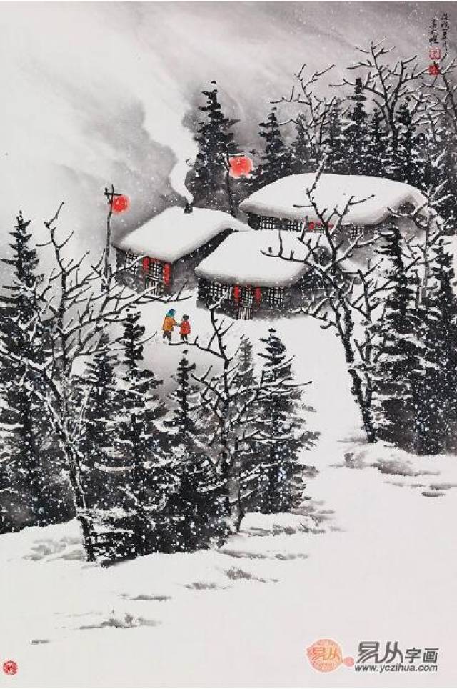 雪中忆往事,吴大恺雪景山水画中有着这三种意境