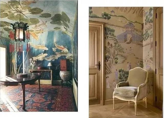 今年超流行的french chic的碎花元素做墙绘也是超美哒~ 浮世绘画风