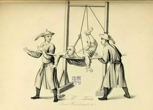 老照片:看看西方人画中的1850年的中国是什么样,刑罚种类繁多!
