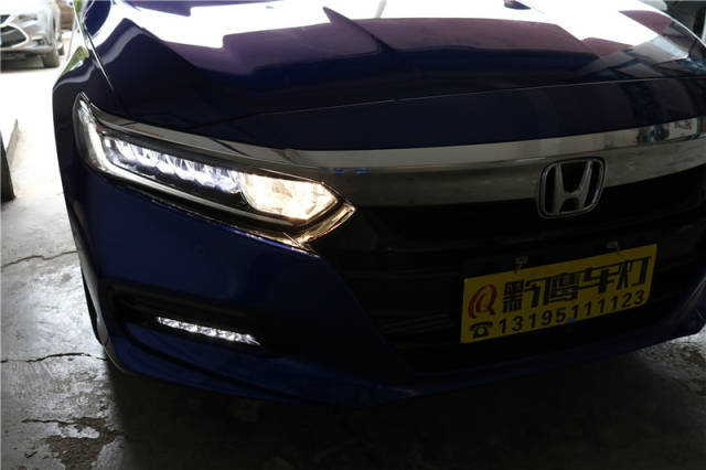 贵阳十代雅阁车灯改装,米石led双光透镜加持,让效果更加出色
