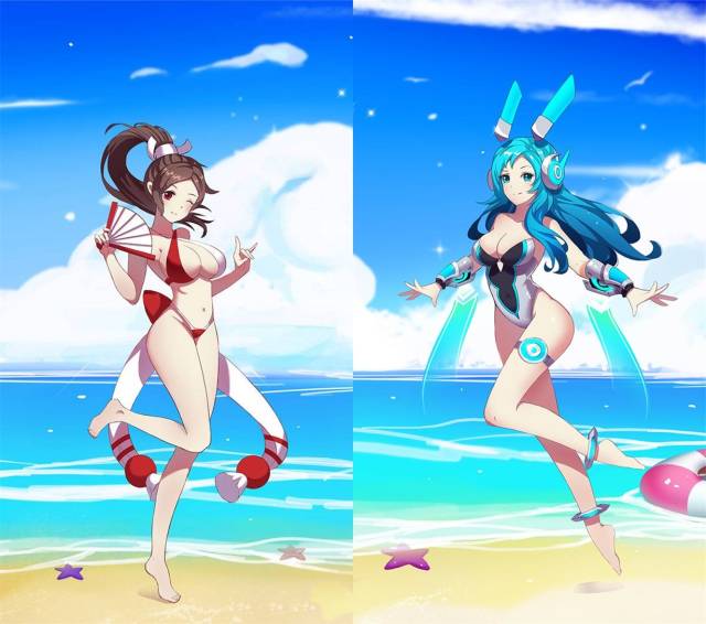 王者荣耀:女英雄沙滩泳装派对!炎炎夏日清凉解暑,你喜欢哪一个?