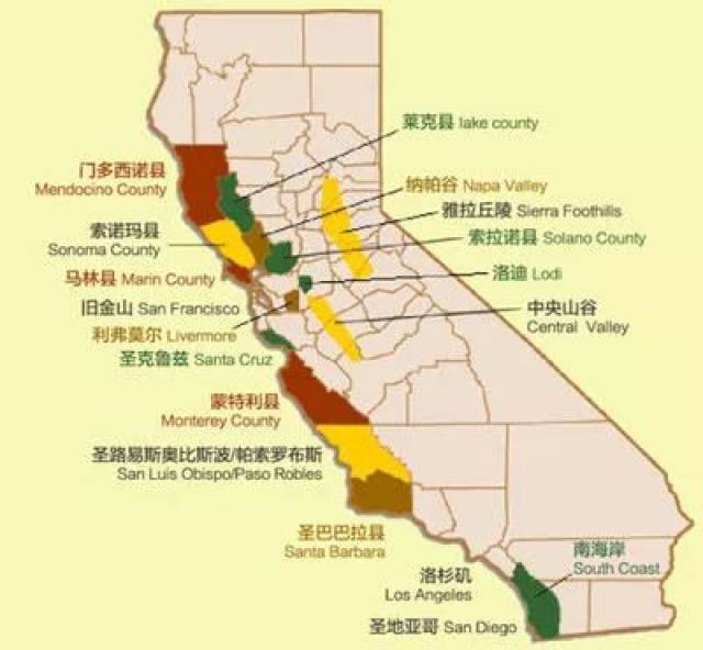 state) 仙粉黛葡萄:加州 加州是美国品质最优异,面积最大的葡萄酒产区