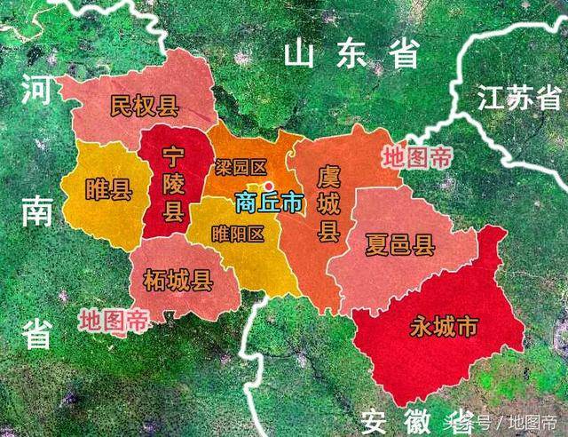 在地图上,永城市被安徽省三面包围,为何却属于河南?图片