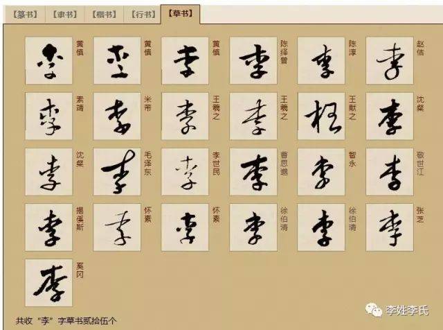 李字的100种写法!李家人不容错过!