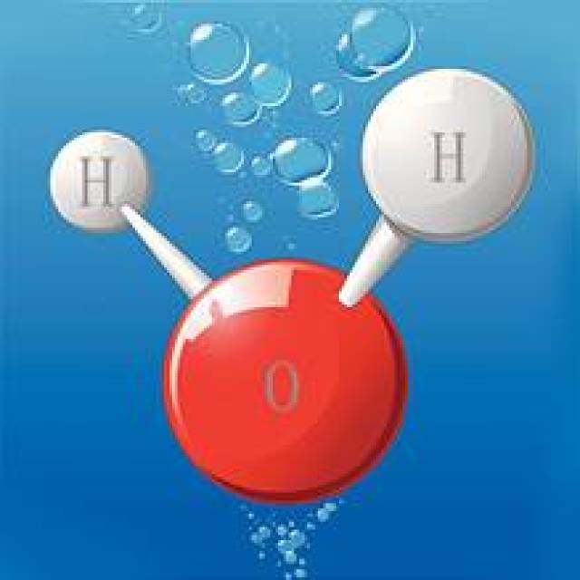 一个水分子)又是由两个较小的氢(h 原子和一个较大的氧(o 原子构成