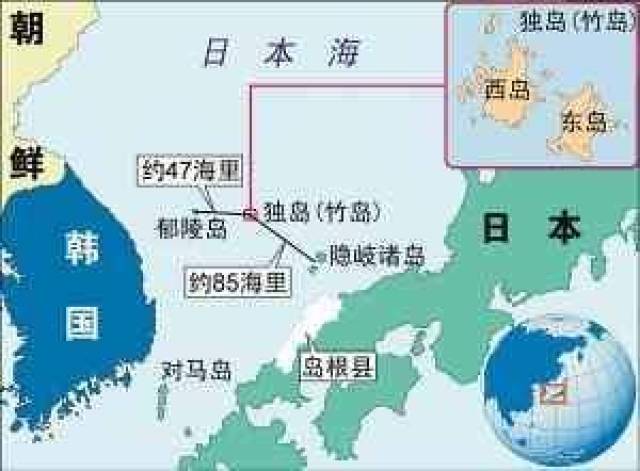 186平方公里,日本称之为竹岛,,西北88公里处是韩国郁陵岛,往西217公里图片
