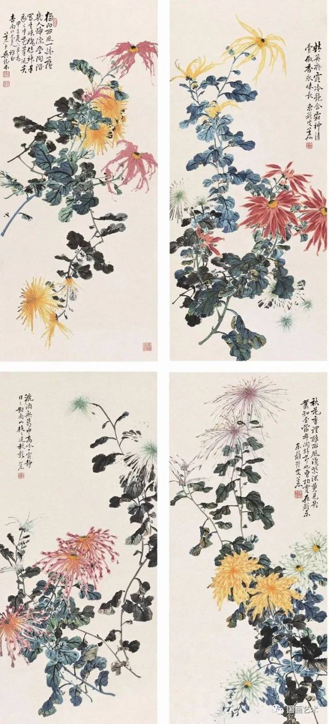 民国海派名家:吴树本画菊作品欣赏