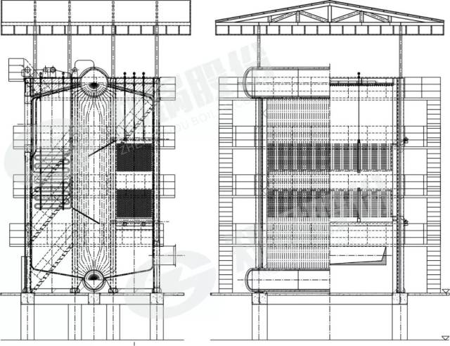 其中立式布置锅炉结构新颖,性能优良,为郑锅股份独家开发研制的一种