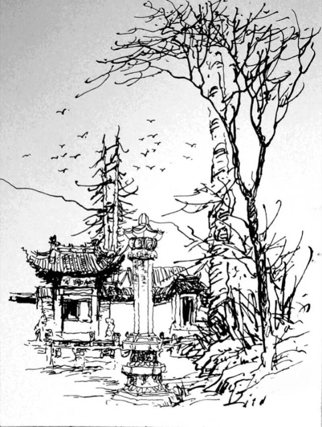 【傅同军(君子兰)】钢笔风景画