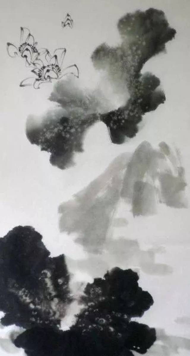 四 画干后用黄色点花心,黄加三绿着莲蓬