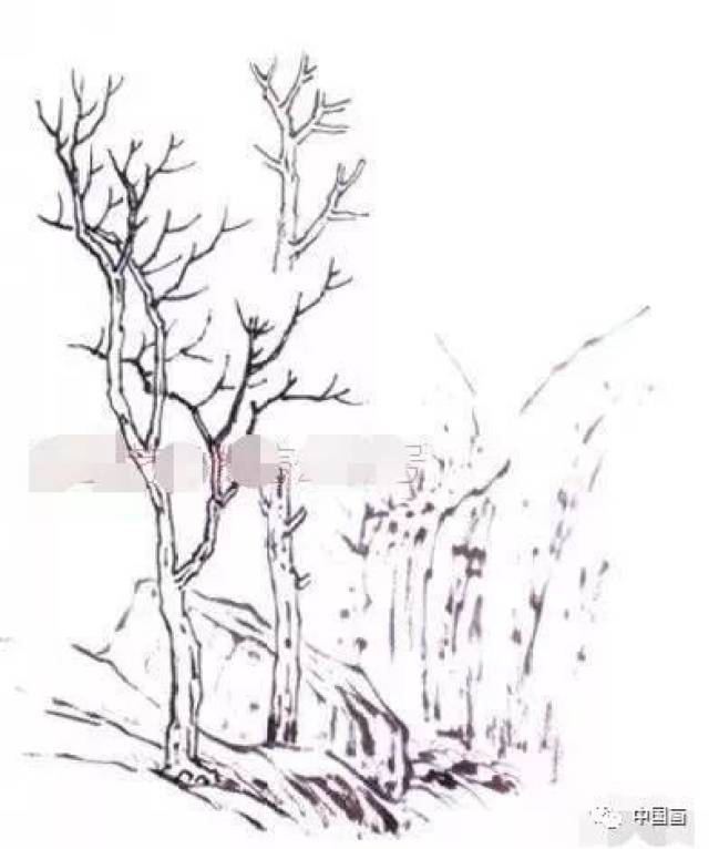 一般情况下画前后层次的树叶,除了在墨色浓淡上要有区分,最好在画法图片