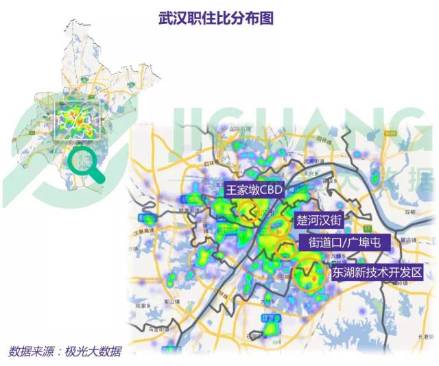楚河汉街,街道口/广埠屯和东湖新技术开发区是武汉职住比较高的区域