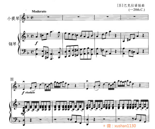 巴克拉诺娃d小调小协奏曲(小提琴独奏谱 钢琴伴奏谱)