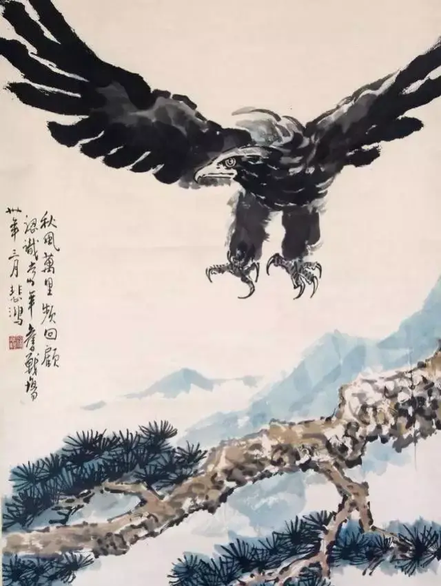 徐悲鸿画鹰 4,张大千画鹰