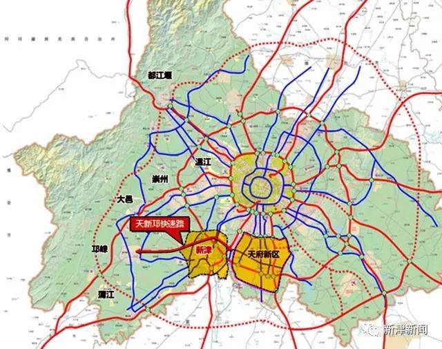 的主要通道为成都第二绕城高速 缺乏东西向的连接通道 天新邛快速路