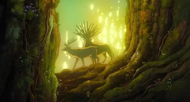 宫崎骏的 [幽灵公主]中,就有森林的保护神—— 鹿神的出现.