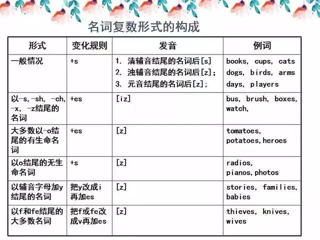 名词——名词的分类及规则和不规则名词的复数变化