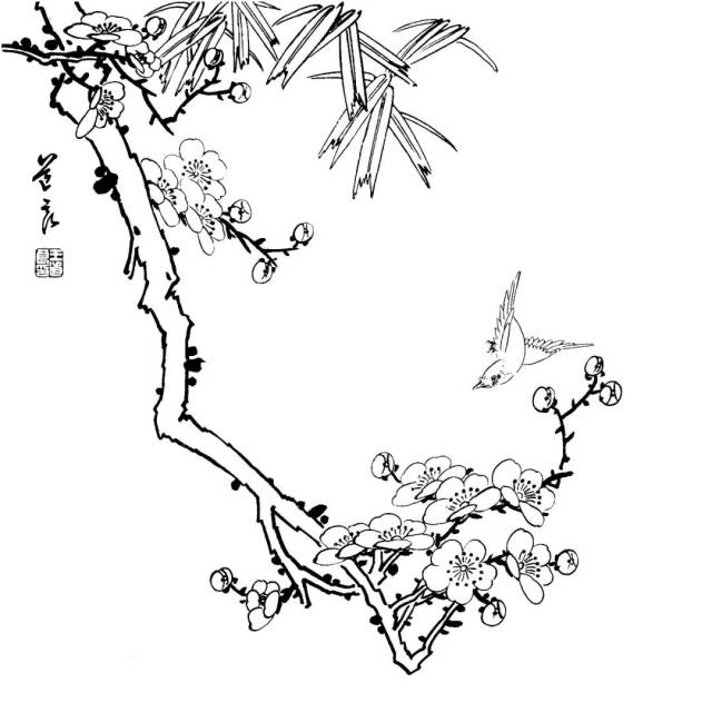 花鸟白描——国画学习素材