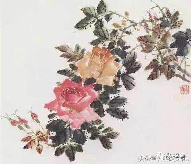 中国画写意月季花的详细画法