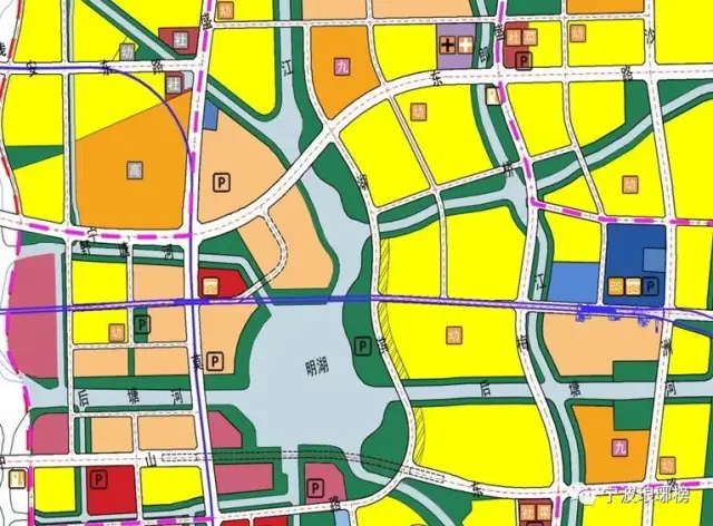 对比下规划图,早期的《东部新城明湖地区控制性规划》, 明湖的形状是