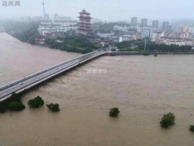 暴雨持续 绵阳涪江,安昌河水位暴涨!