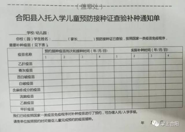 合阳家长们注意,儿童入托入学查验接种证工作开始了!