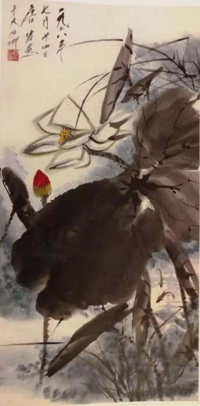在唐云艺术馆画十里荷花