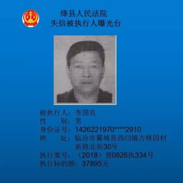 快来围观!绛县法院新一批失信被执行人名单,有你认识的吗?