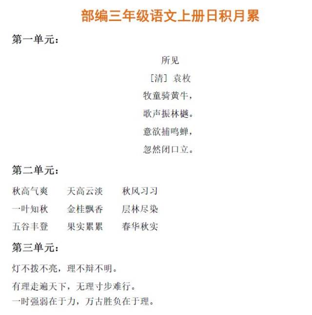 最新版1-6年级语文上册古诗/日积月累汇总(附填空练习