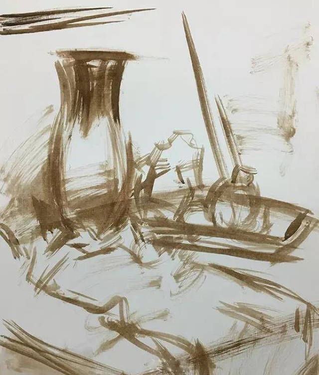 线条勾画轮廓结构,要求比例,透视,形体结构转折准确,并根据物体的主次