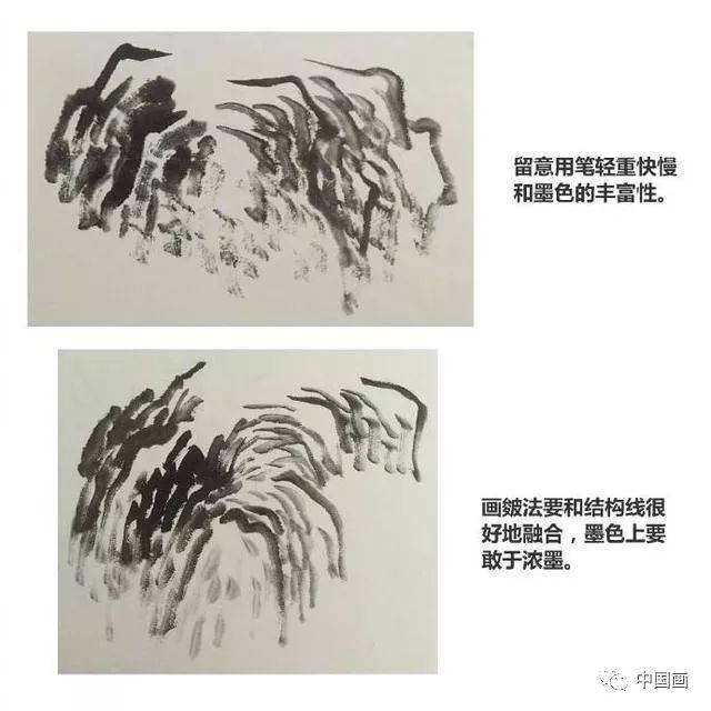国画基础|豆瓣皴和乱石叠泉的画法
