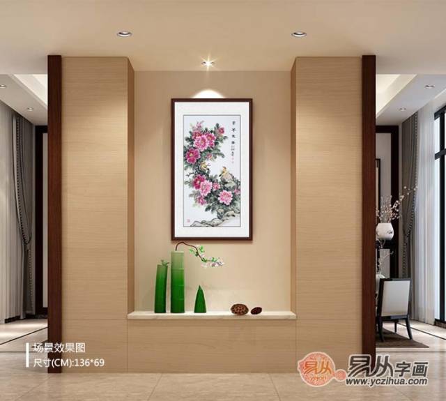 玄关进门装饰画挂什么好 花开富贵吉祥花鸟画最佳