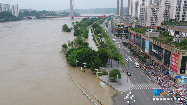 图为重庆市潼南区双坝村被洪水淹没.