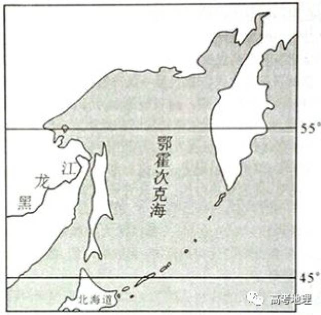 下图示意鄂霍次克海位置.据此完成下面小题.