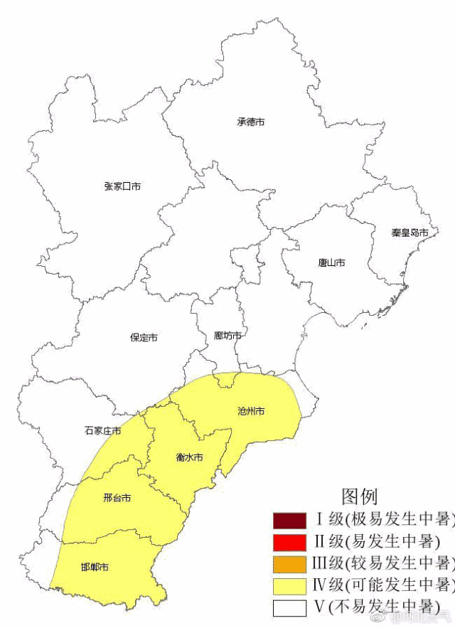 今明两天中暑等级较高 预计今明两天,我省中南部平原大部分地区中暑